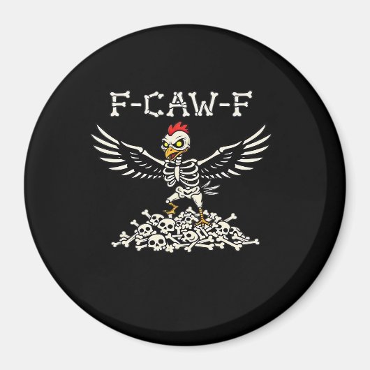 F Caw F 面白いニワトリ ハロウィン おしゃれ ユニーク マグネット (正面)