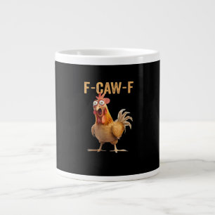 F Caw F 面白いニワトリ ユーモア ロースター ミーム クラシック ジャンボコーヒーマグカップ