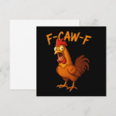 F-Caw-F 面白いニワトリ ユーモア F-Caw-F 引用 ニワトリ 招待状 (正面/裏面)