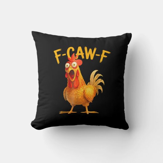 F-Caw-F 面白いニワトリ 鶏 鳴き声 グランジ クッション (正面)