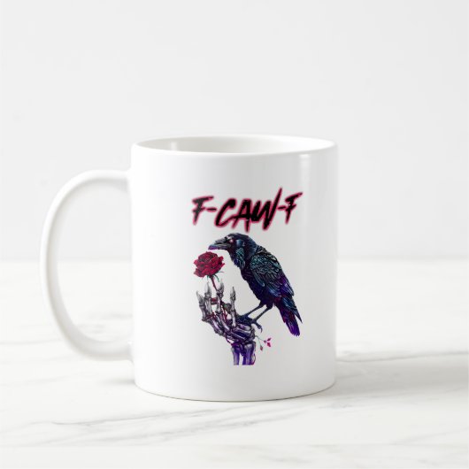 F-Caw-F 面白いワタリガラス ハロウィン コーヒーマグカップ (左)