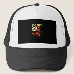 F Caw F 面白い怒ったニワトリ グラフィック レトロスタイル キャップ