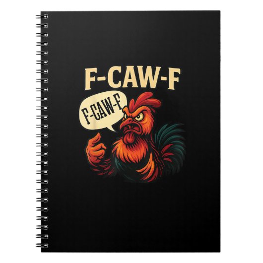 F Caw F 面白い怒ったニワトリ グラフィック レトロスタイル ノートブック (正面)