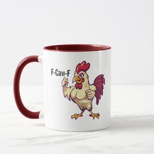 F-Caw-F 面白い雄鶏の羽ばたきマグカップ マグカップ (左)