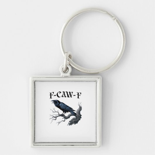 F-Caw-F 面白い鳥のカラス キーホルダー (正面)