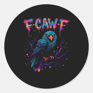 F Caw F 面白い鳥のカラス 鳥 ワシのジョーク ジョーク ことわざ ラウンドシール