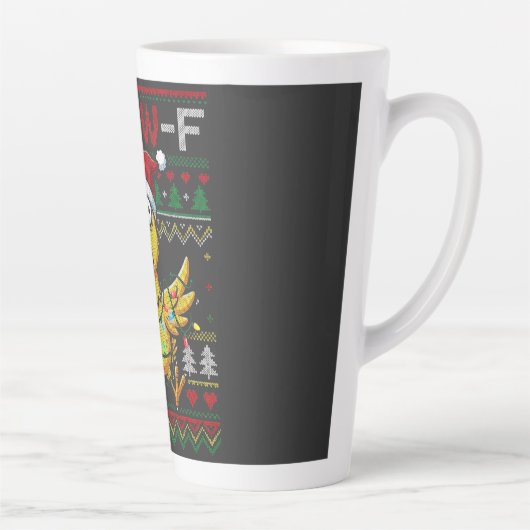 F-CAW-F 面白い鳴き声のニワトリ クリスマスセーター カフェラテマグ (右)