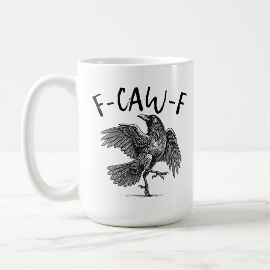 F-Caw-F 面白い黒いカラス F-Caw-F 面白い黒い鳥 コーヒーマグカップ (左)