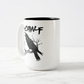 F Caw F 面白い黒いカラス F-Caw-F 黒鳥 ツートーンマグカップ (正面左)