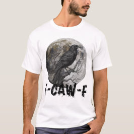 F-Caw-F 面白い黒い鳥の月 ゴシック大人ユーモア Tシャツ