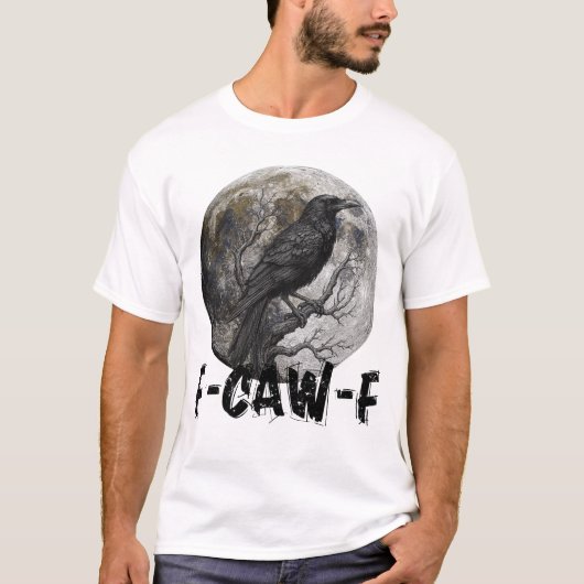 F-Caw-F 面白い黒い鳥の月 ゴシック大人ユーモア Tシャツ (正面)