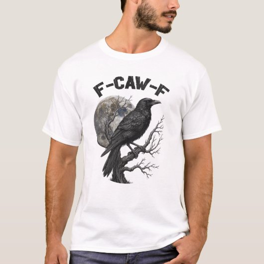 F-Caw-F 面白い黒い鳥の月 ゴシック大人ユーモア Tシャツ (正面)