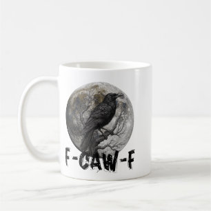 F-Caw-F 面白い黒鳥 月 ゴシック 大人のユーモア コーヒーマグカップ