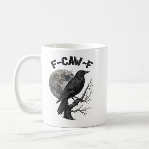 F-Caw-F 面白い黒鳥 月 ゴシック 大人のユーモア コーヒーマグカップ