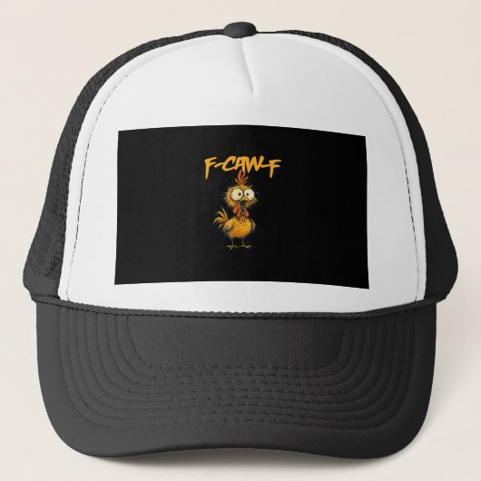 F-Caw-F 面白い ニワトリ ユーモア F-Caw-F 引用 ニワトリ キャップ (正面)
