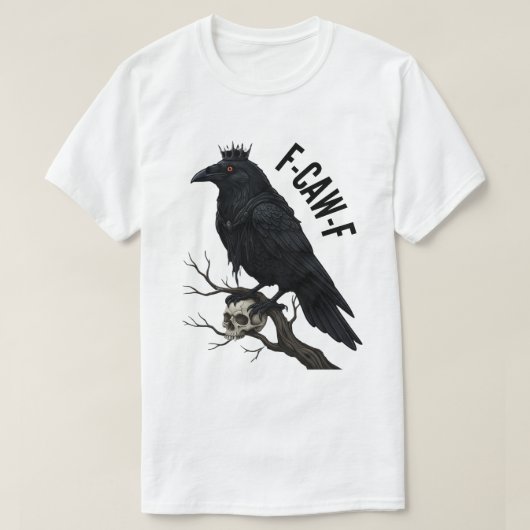 F-CAW-F 骸骨に佇む闇の王カラス Tシャツ (デザイン正面)