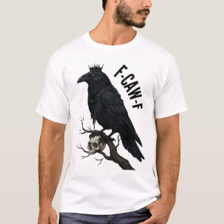 F-CAW-F 骸骨に佇む闇の王カラス Tシャツ