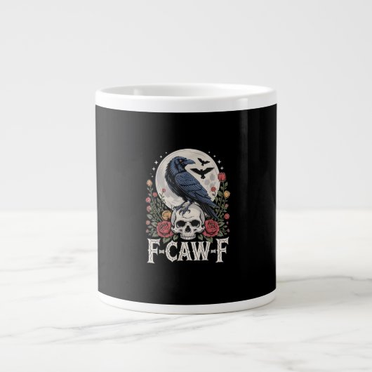 F-Caw-F 鳥 カラス 面白い カラス 鳥 鳴き声 グランジ ジャンボコーヒーマグカップ (正面)