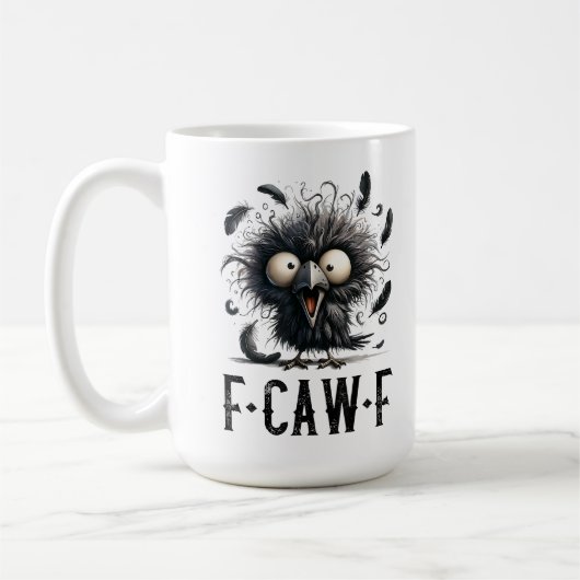 F-Caw-F 黒いカラス 黒い鳥 面白いカラス F-Caw-F コーヒーマグカップ (左)