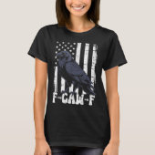 F Caw F Black Crow Black Bird Retro Usa Flag Vinta Tシャツ (正面)
