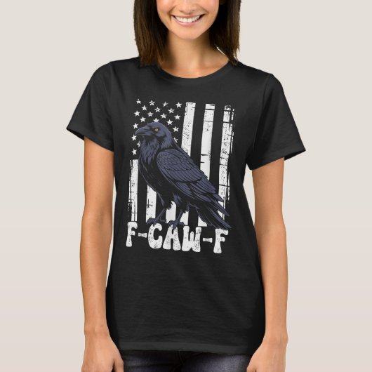 F Caw F Black Crow Black Bird Retro Usa Flag Vinta Tシャツ (正面)