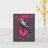 F-caw-f Black Crow Black Bird Roses Heart Funny Va カード (黄色い花)