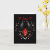 F-caw-f Black Crow Black Bird Roses Heart Funny Va カード (黄色い花)