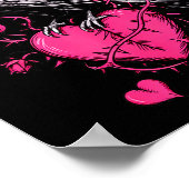 F-caw-f Black Crow Black Bird Roses Heart Funny Va ポスター (角)