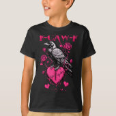 F-caw-f Black Crow Black Bird Roses Heart Funny Va Tシャツ (正面)