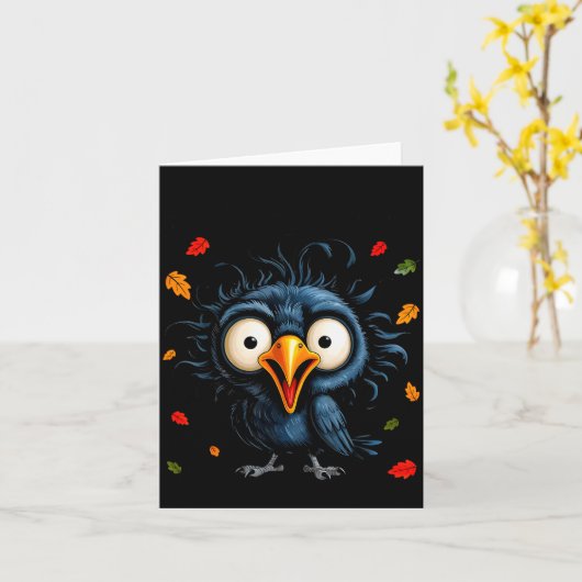 F-caw-f Black Crow Pun Funny Bird Cawing Nge Hallo カード (黄色い花)