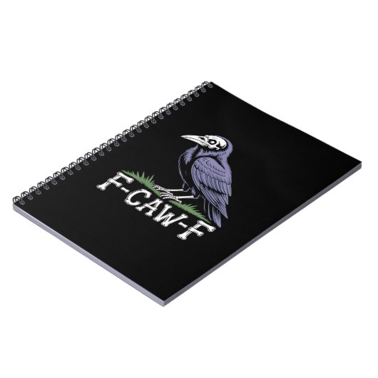 F-Caw-F Bone Text Skull Raven - Gothic Macabre Hum ノートブック (左側)