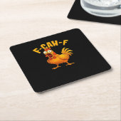 F-Caw-F-Chickenエッセンシャルおもしろい引用文 スクエアペーパーコースター (アングル)
