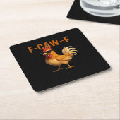 F-Caw-F Chicken Classic Aesthetic Design スクエアペーパーコースター (アングル)
