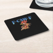 F-Caw-F Chicken Classic Cool Unique スクエアペーパーコースター (アングル)