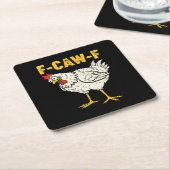 F-Caw-F Chicken Classic Retro Cool スクエアペーパーコースター (アングル)