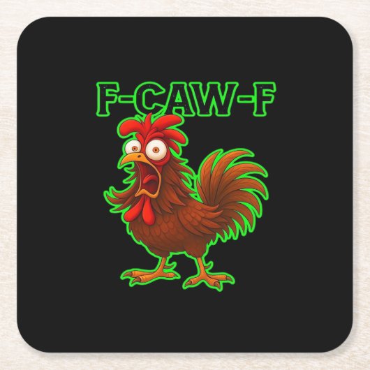 F-Caw-F Chicken Classic Retro Graphic スクエアペーパーコースター (正面)