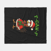 F-Caw-F Chicken Classic Retro Graphic フリースブランケット (正面(横))