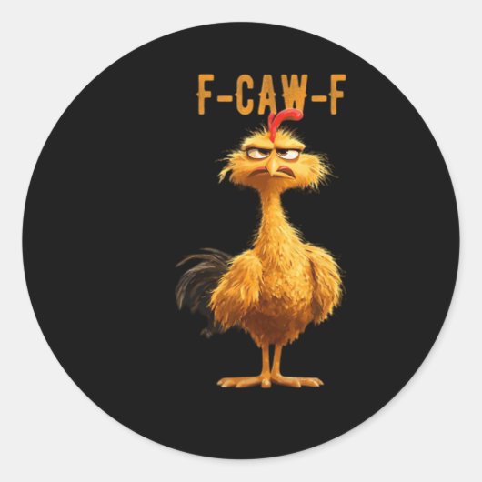 F-Caw-F Chicken Classic Retro Style ラウンドシール (正面)