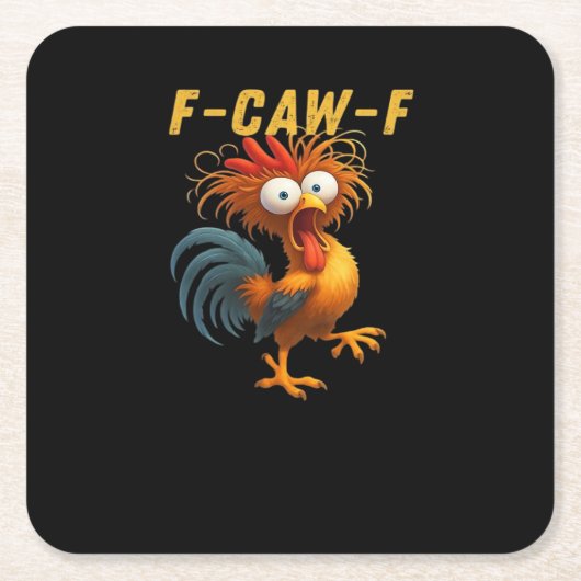 F-Caw-F-Chicken Essential Retro Classic スクエアペーパーコースター (正面)