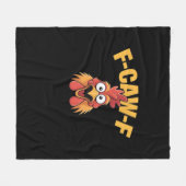 F-Caw-F Chicken Funny Chicken Creative Graphic フリースブランケット (正面(横))