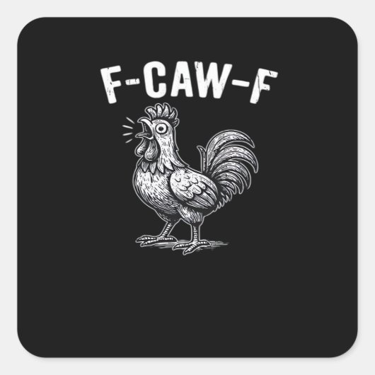 F-Caw-F Chicken Retro Graphic スクエアシール (正面)