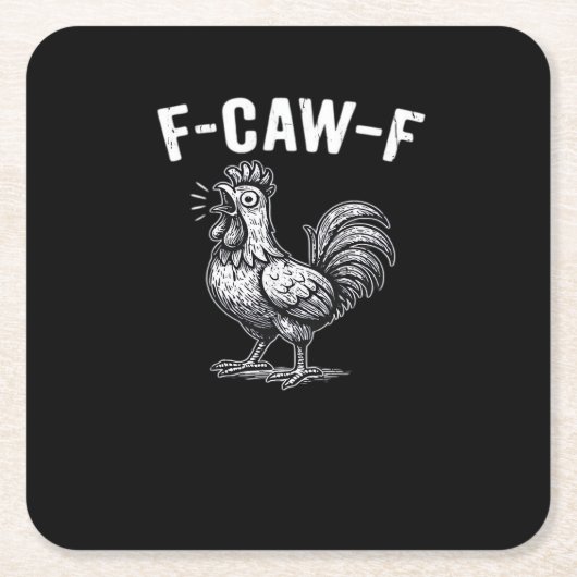 F-Caw-F Chicken Retro Graphic スクエアペーパーコースター (正面)