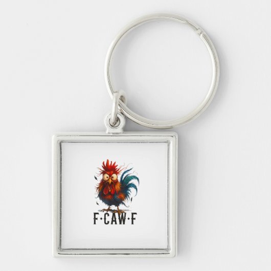 F-Caw-F Chicken Rooster Funny Meme キーホルダー (正面)