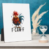 F-Caw-F Chicken Rooster Funny Meme フォトプラーク (側面)