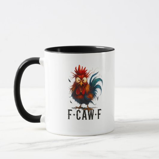 F-Caw-F Chicken Rooster Funny Meme マグカップ (左)