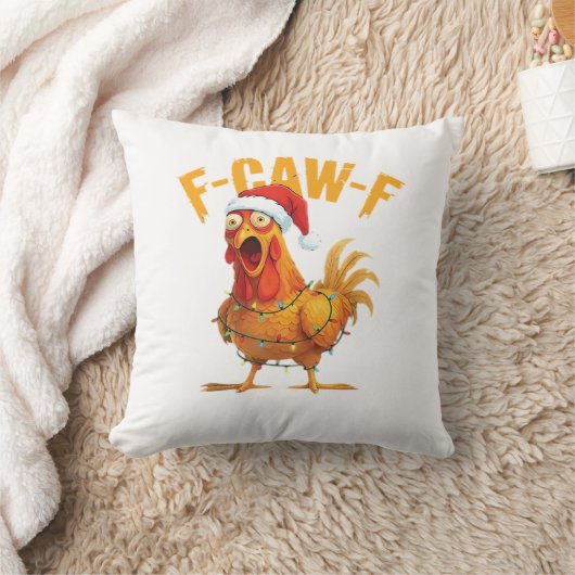 F-Caw-F Christmas Funny Chicken Christmas Essentia クッション (ブランケット)
