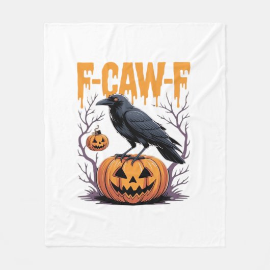 F-Caw-F Classic Halloween Raven Pumpkin Tee - Spoo フリースブランケット (正面)