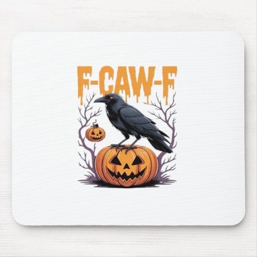 F-Caw-F Classic Halloween Raven Pumpkin Tee - Spoo マウスパッド (正面)