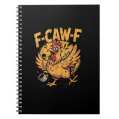 F-Caw-F Coffee Chicken Rooster Funny Bird F-Caw-F ノートブック (正面)
