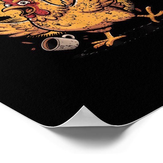 F-Caw-F Coffee Chicken Rooster Funny Bird F-Caw-F ポスター (角)